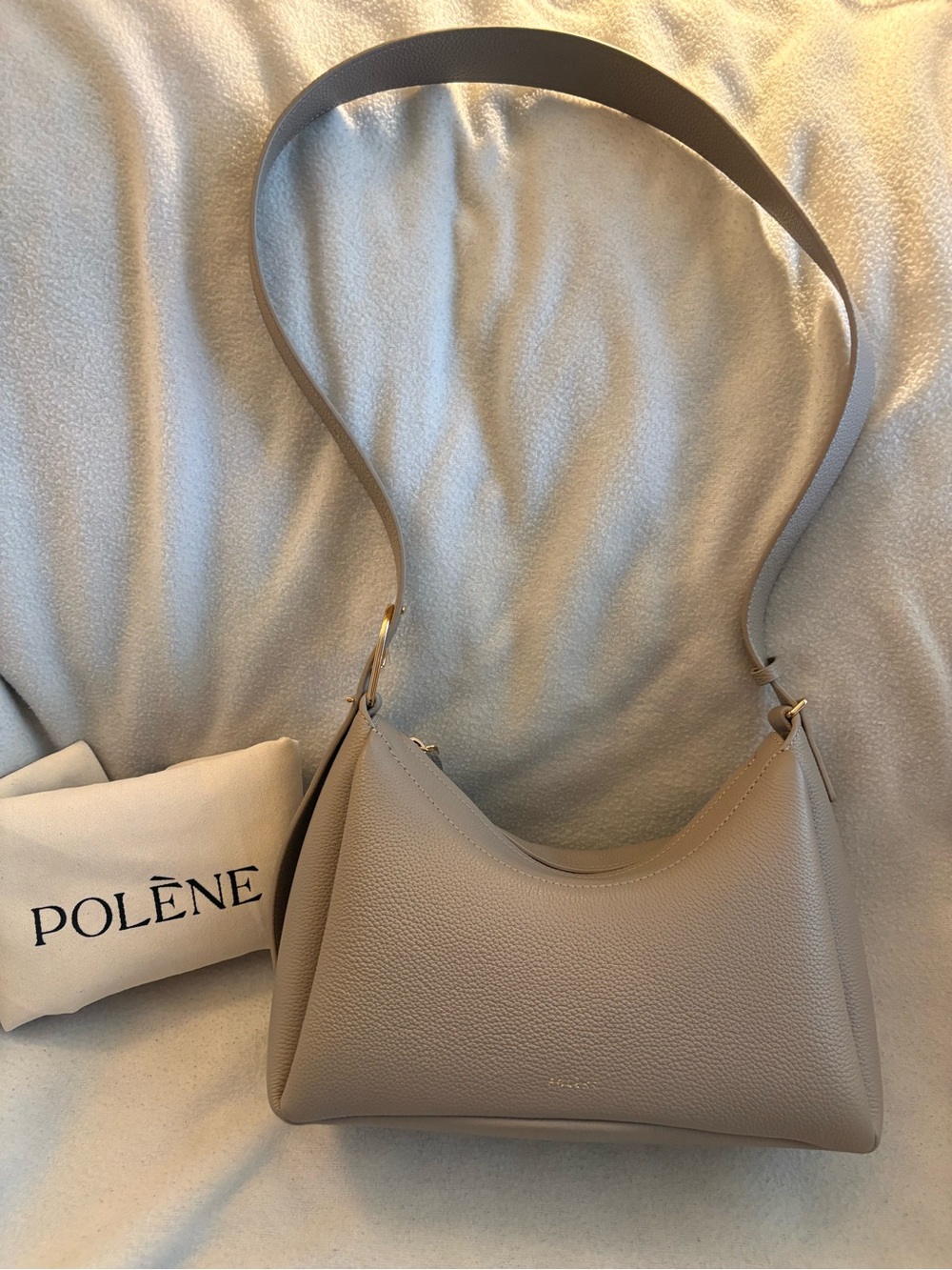 Polène Taupe Umi Bag with Gold Hardware